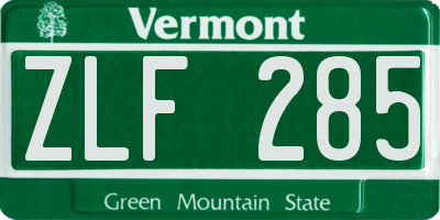 VT license plate ZLF285