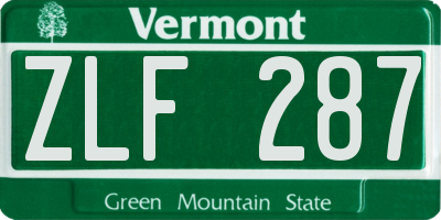 VT license plate ZLF287