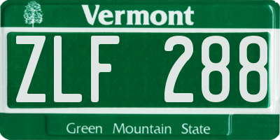 VT license plate ZLF288