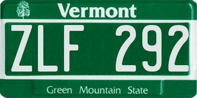 VT license plate ZLF292
