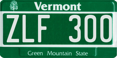 VT license plate ZLF300