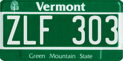 VT license plate ZLF303