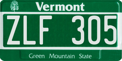 VT license plate ZLF305