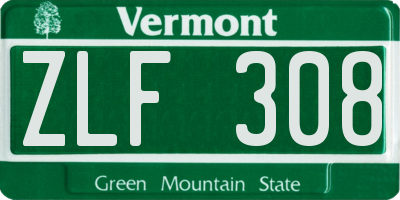 VT license plate ZLF308