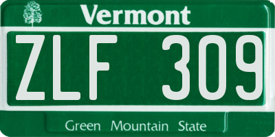 VT license plate ZLF309