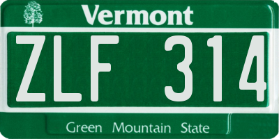 VT license plate ZLF314