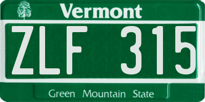VT license plate ZLF315