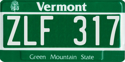 VT license plate ZLF317