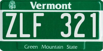 VT license plate ZLF321