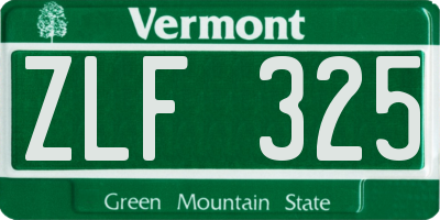 VT license plate ZLF325
