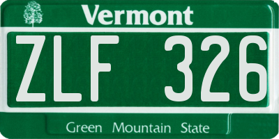 VT license plate ZLF326
