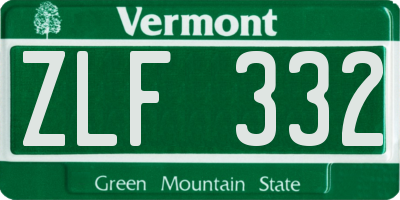 VT license plate ZLF332