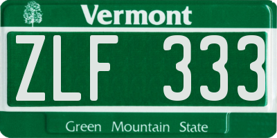 VT license plate ZLF333