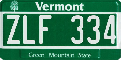 VT license plate ZLF334