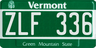 VT license plate ZLF336