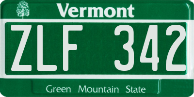 VT license plate ZLF342