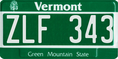 VT license plate ZLF343