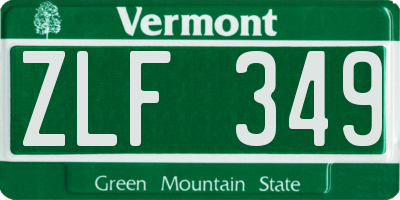 VT license plate ZLF349