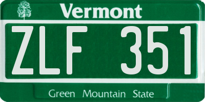 VT license plate ZLF351