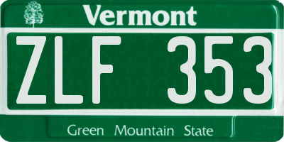 VT license plate ZLF353
