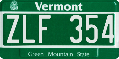 VT license plate ZLF354