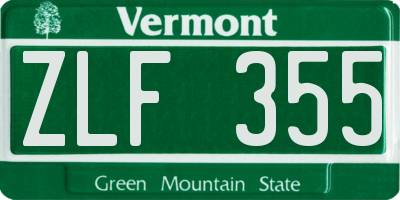 VT license plate ZLF355
