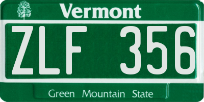 VT license plate ZLF356