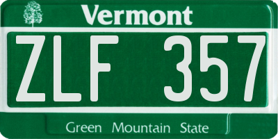 VT license plate ZLF357