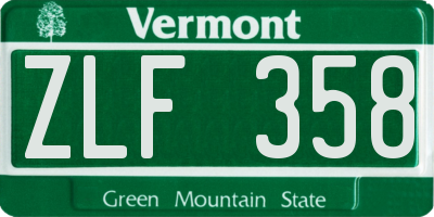 VT license plate ZLF358