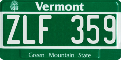 VT license plate ZLF359