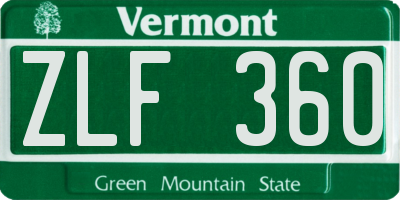 VT license plate ZLF360