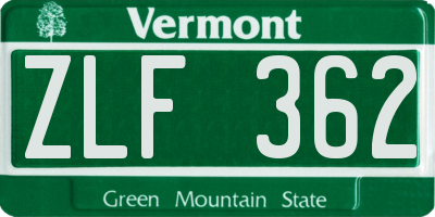 VT license plate ZLF362