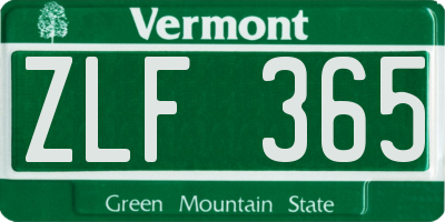 VT license plate ZLF365