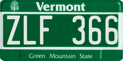 VT license plate ZLF366