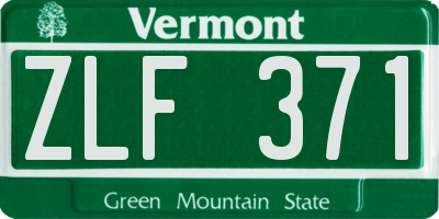 VT license plate ZLF371