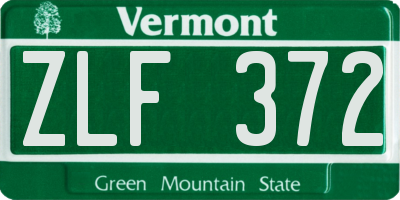 VT license plate ZLF372