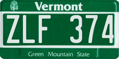 VT license plate ZLF374