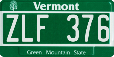 VT license plate ZLF376