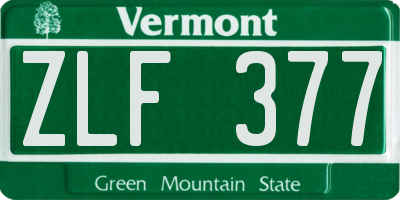 VT license plate ZLF377