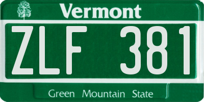 VT license plate ZLF381