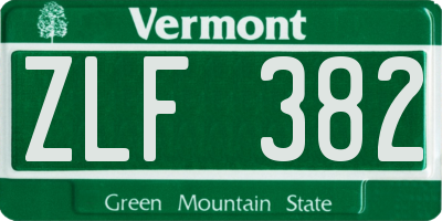 VT license plate ZLF382