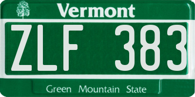 VT license plate ZLF383