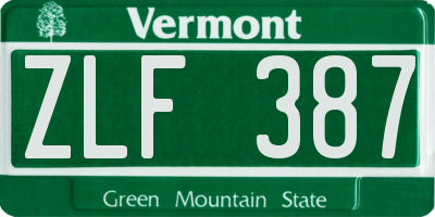 VT license plate ZLF387
