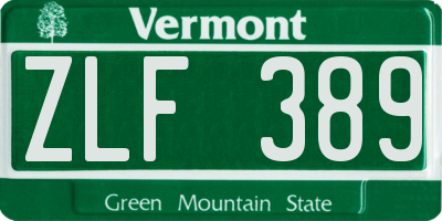 VT license plate ZLF389