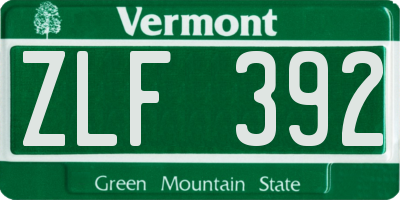 VT license plate ZLF392