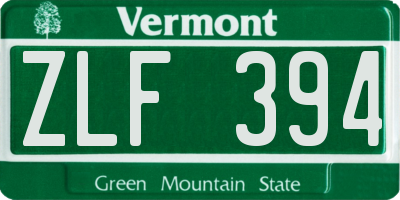 VT license plate ZLF394