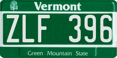 VT license plate ZLF396