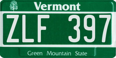 VT license plate ZLF397