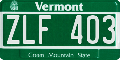 VT license plate ZLF403
