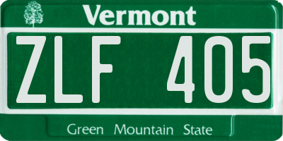 VT license plate ZLF405